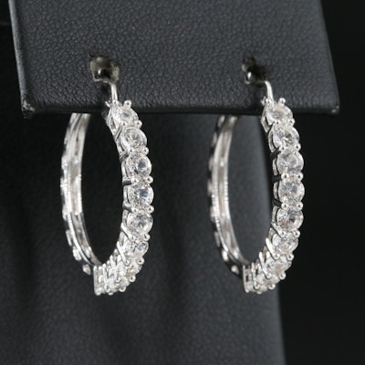 Sterling Silver Sapphire Hoop Earrings