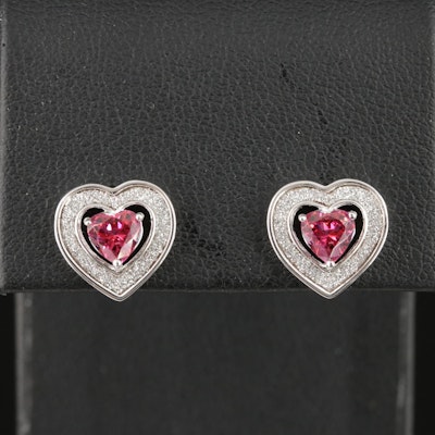 Sterling Cubic Zirconia Heart Stud Earrings