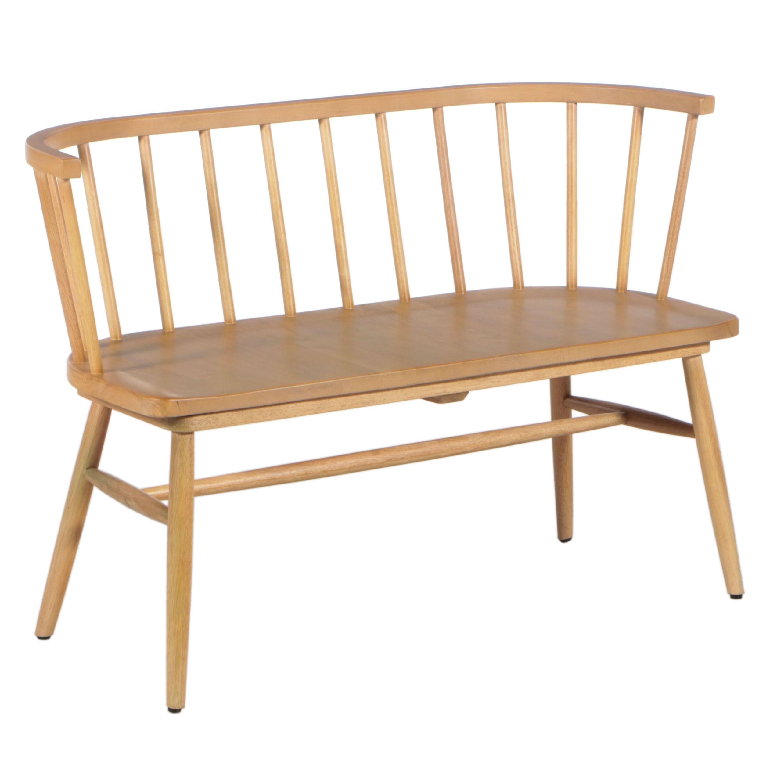 Hearth & Hand Curved Back Shaker Style Dining Bench in Natural Brown EBTH