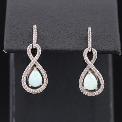 Sterling Opal and White Sapphire Earrings