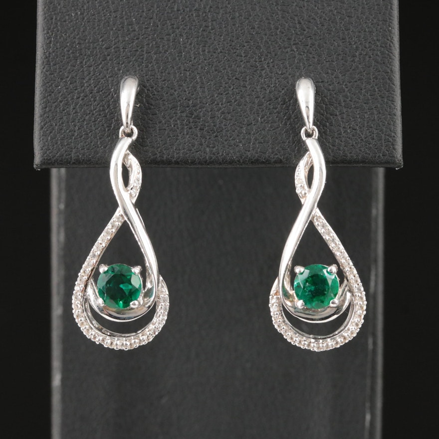 Sterling Emerald and Sapphire Earrings