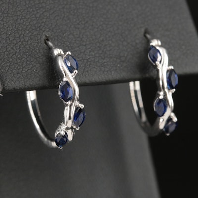 Sterling Sapphire Hoop Earrings