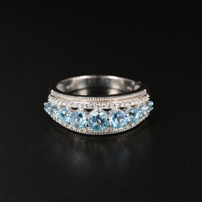 Sterling Sky Blue Topaz and Sapphire Band