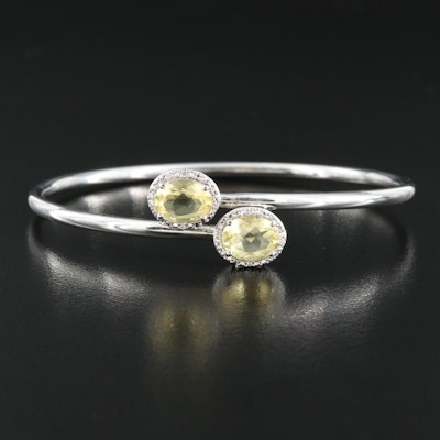 Sterling Cubic Zirconia Bypass Bangle