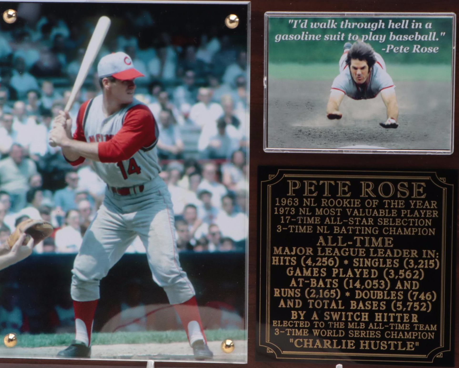 Pete Rose Signed Cincinnati Reds Cap with Big Red Machine Plaques EBTH