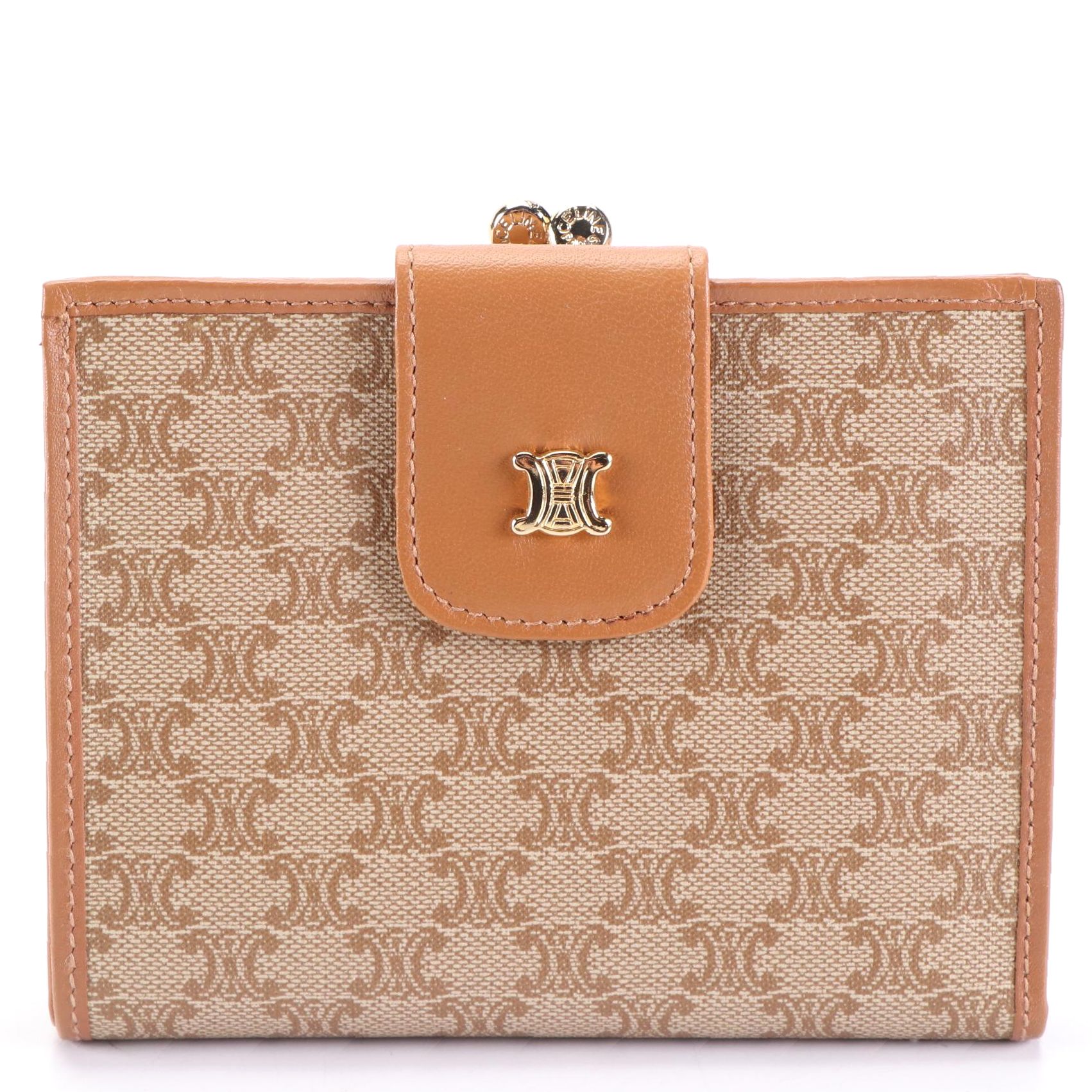 Céline Macadam Kisslock Compact Wallet in Coated Canvas and Leather EBTH