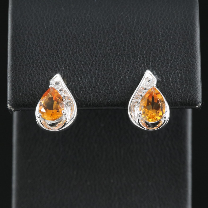 Sterling Silver Citrine and Topaz Earrings