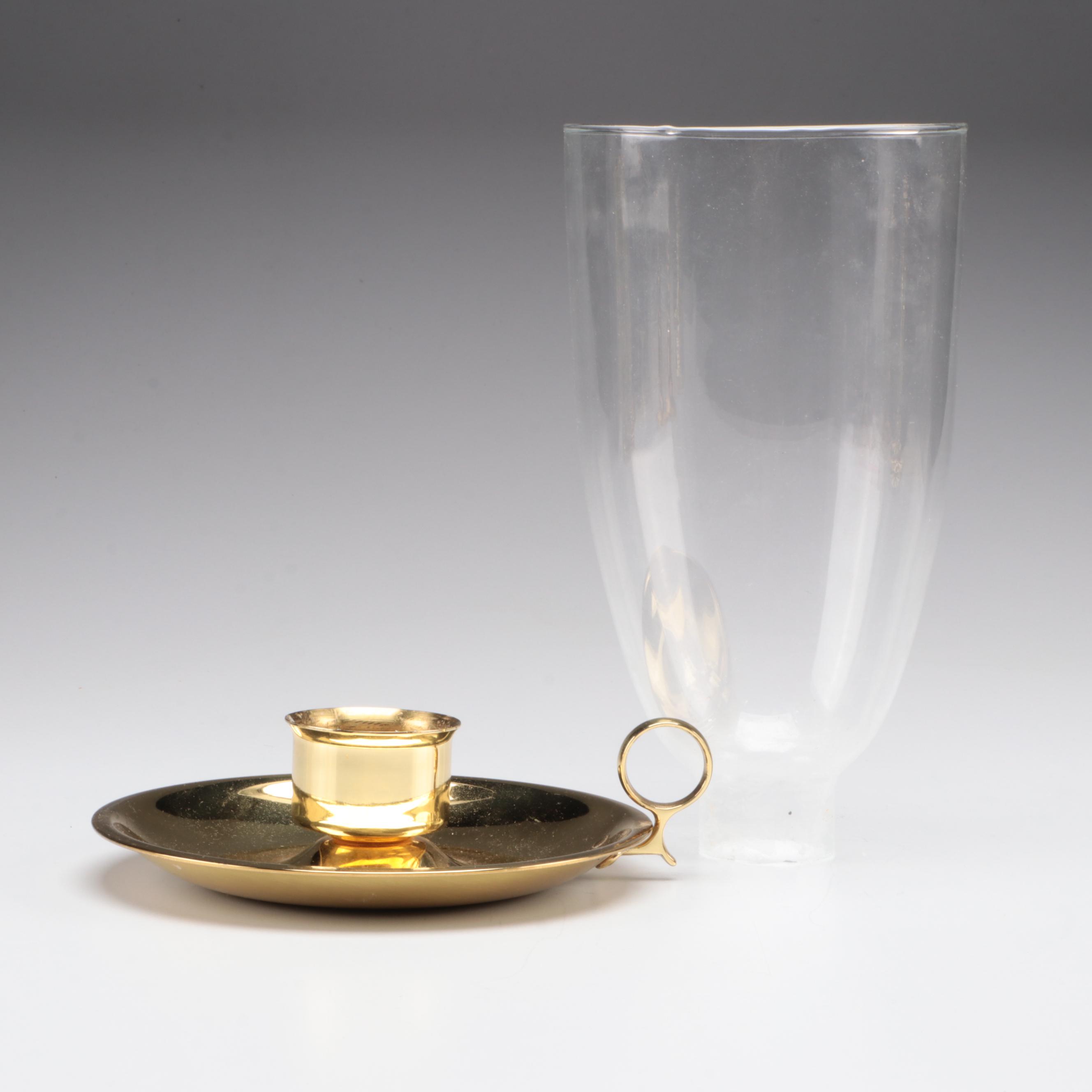 Lacquered Brass Bookends and Candlesticks EBTH