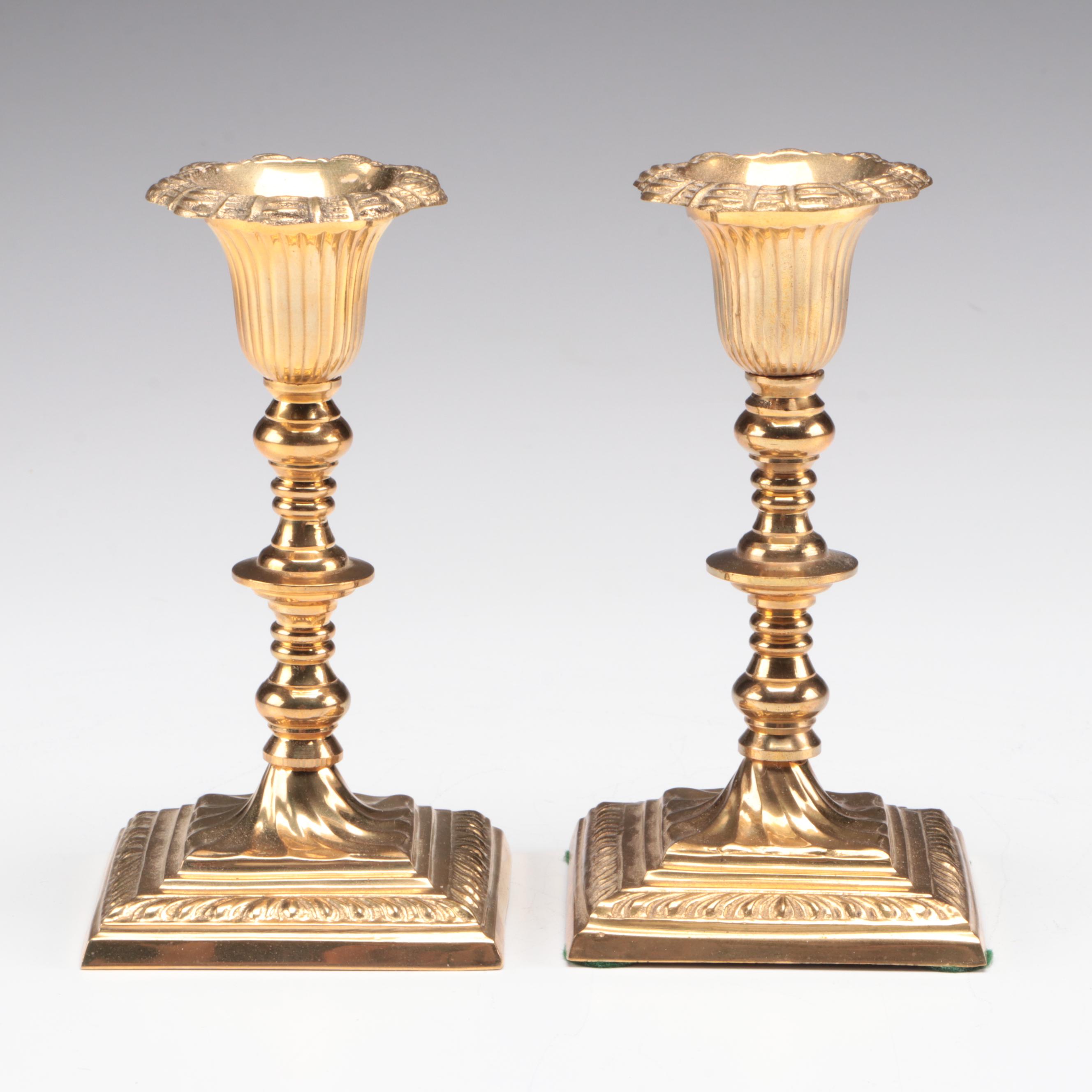 Lacquered Brass Bookends and Candlesticks EBTH