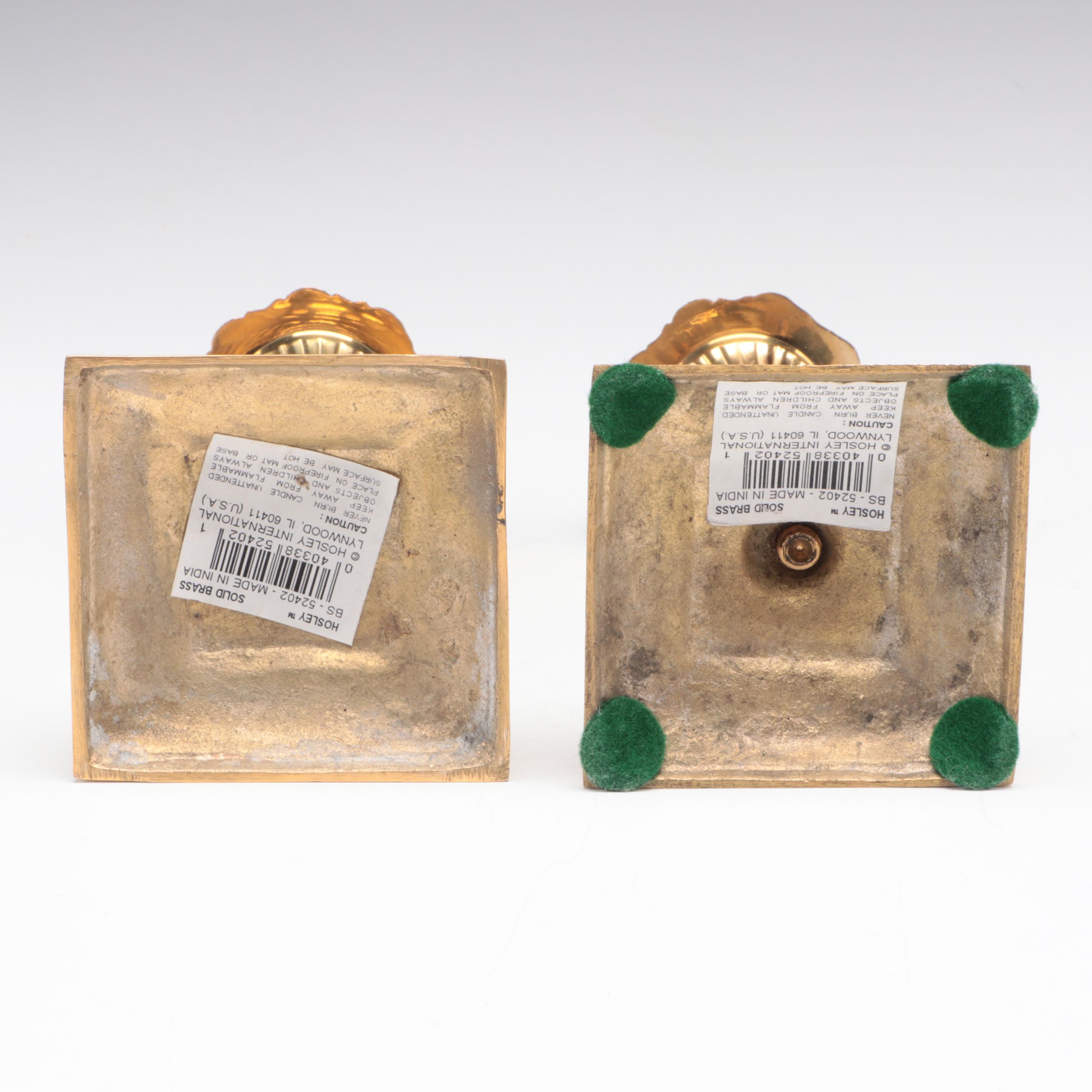 Lacquered Brass Bookends and Candlesticks EBTH