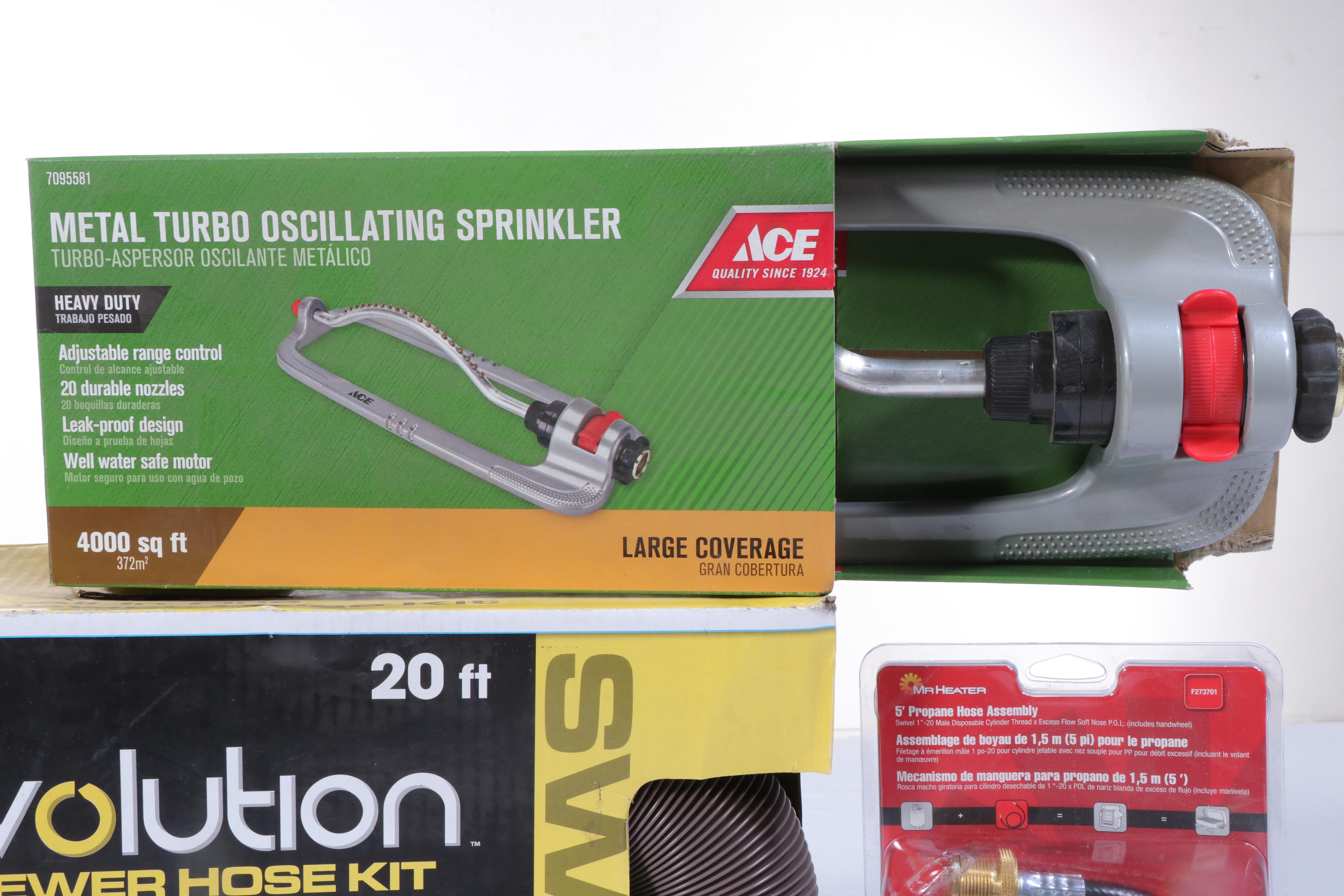 Camco Revolution RV Sewer Hose Kit, Ace Oscillating Sprinkler and More