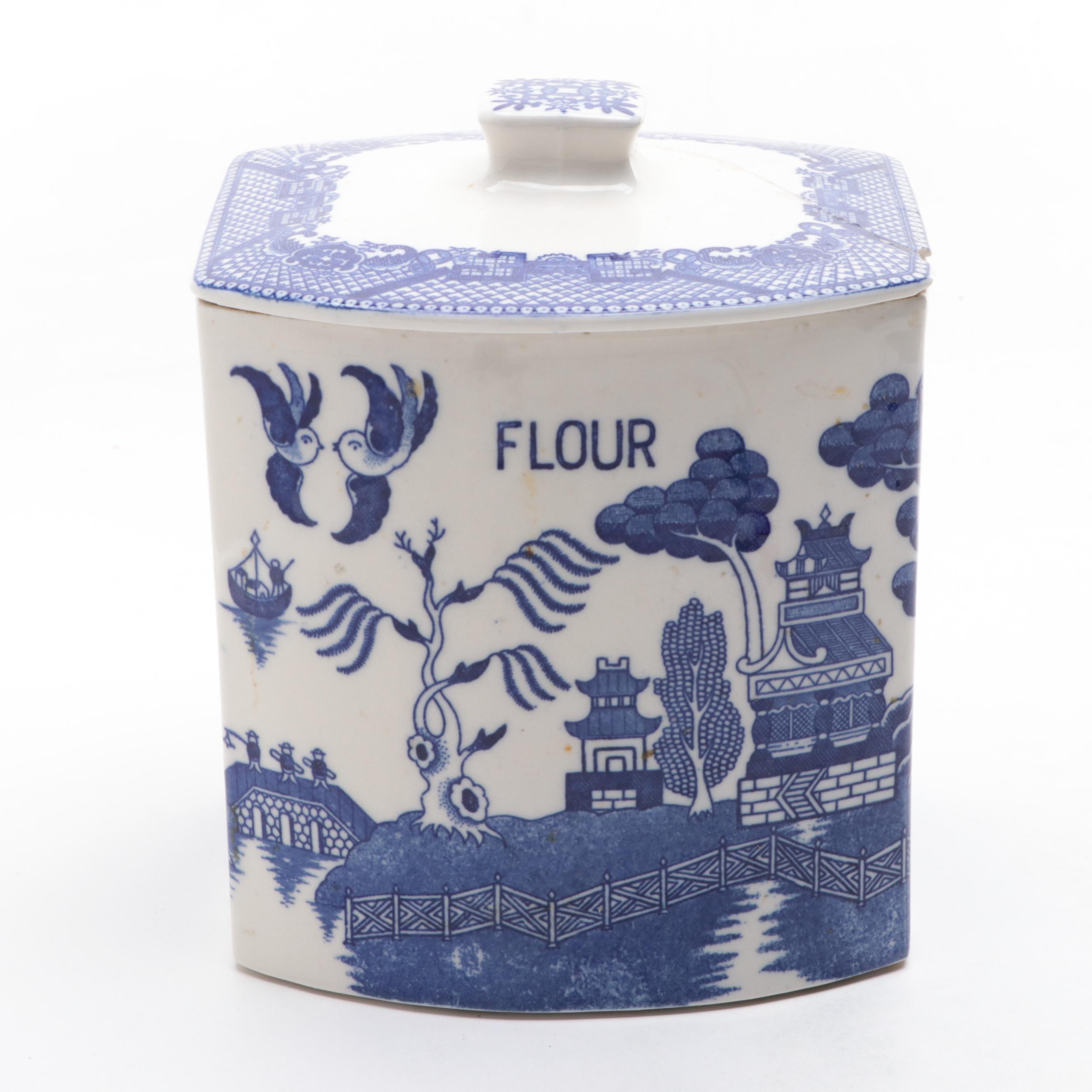 Japanese Ceramic Blue Willow Canister Set, Mid-20th Century | EBTH