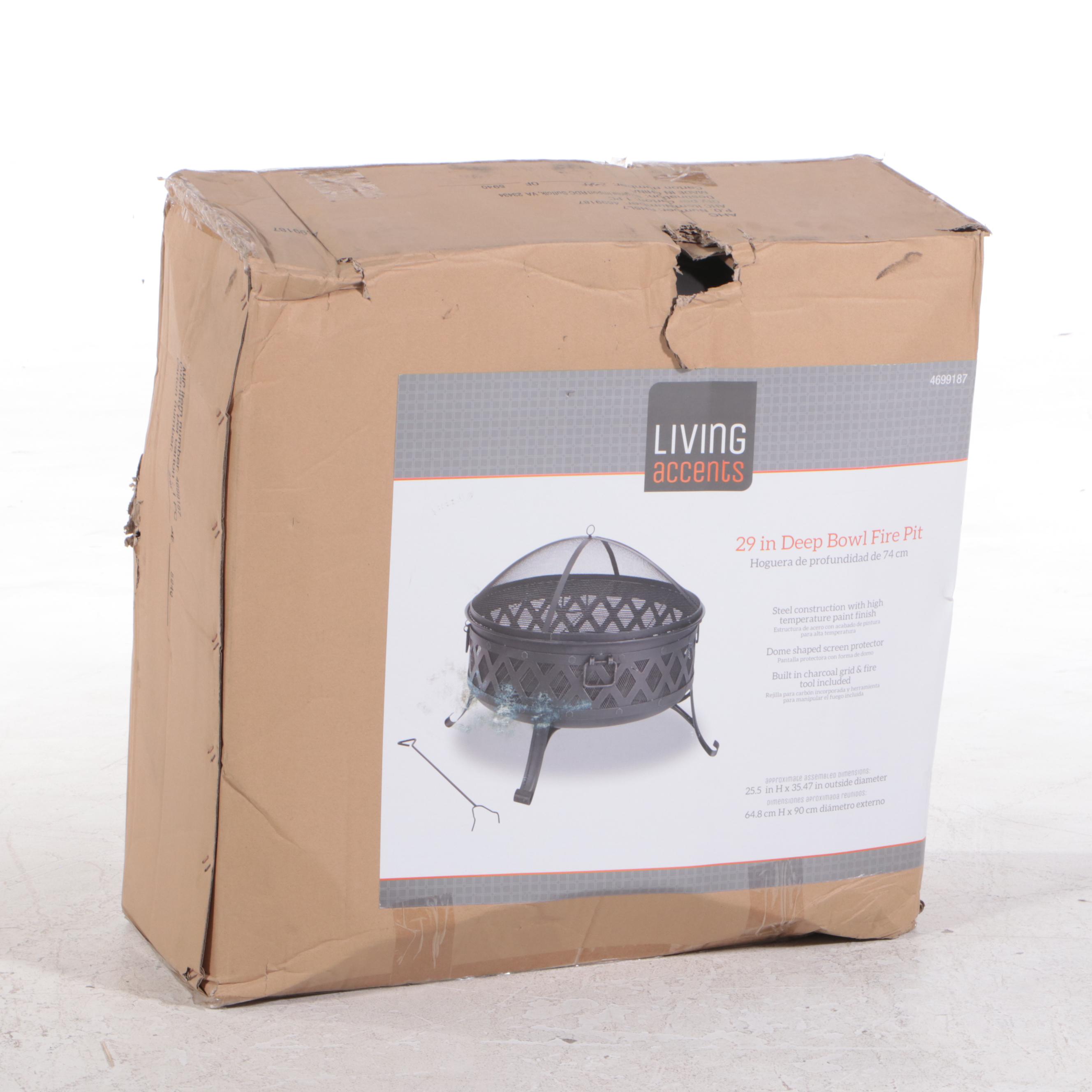 Living Accents Steel Lattice Round Wood Fire Pit EBTH