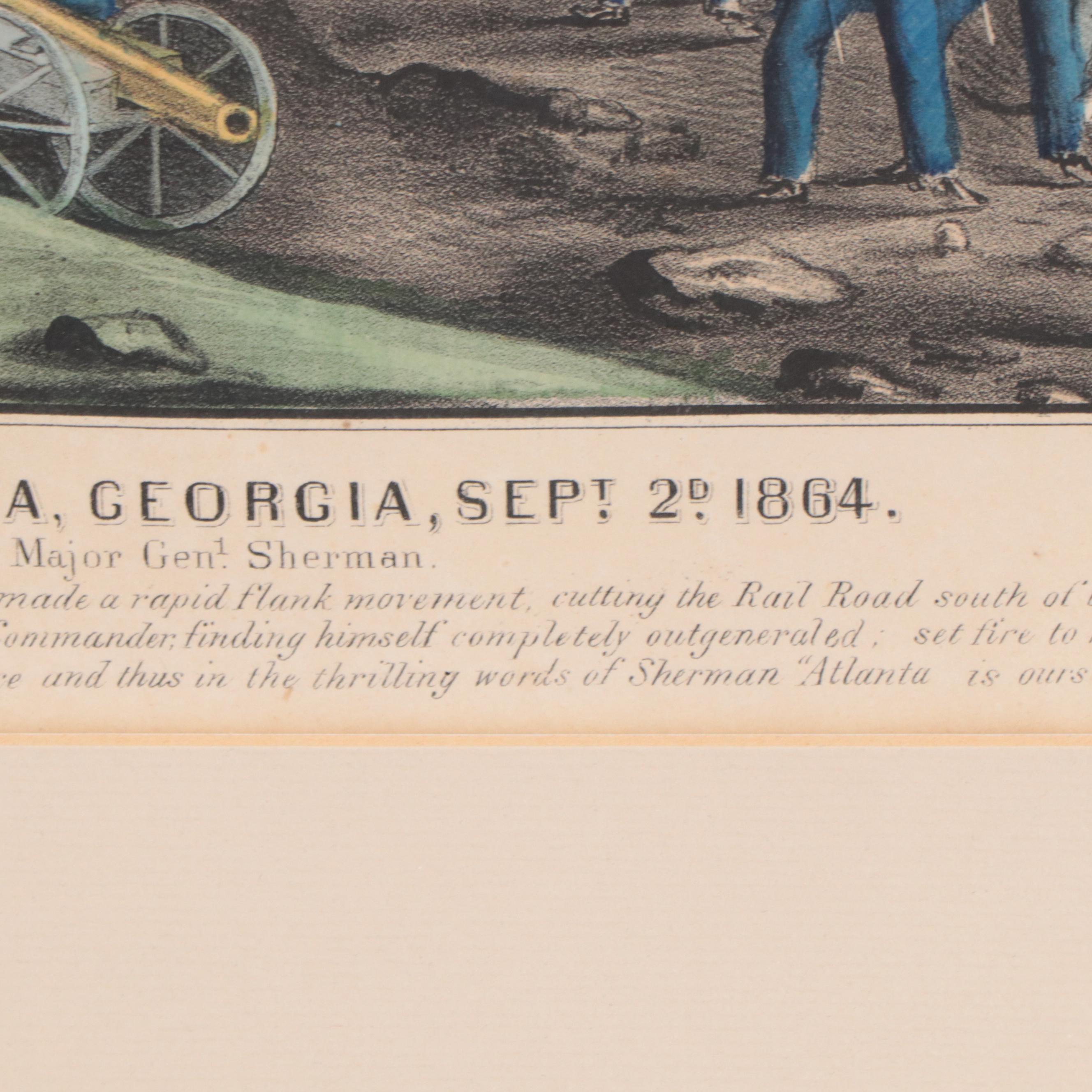 Currier & Ives HandColored Lithographs of Civil War Era Military