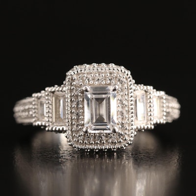 Sterling White Sapphire Graduated Ring