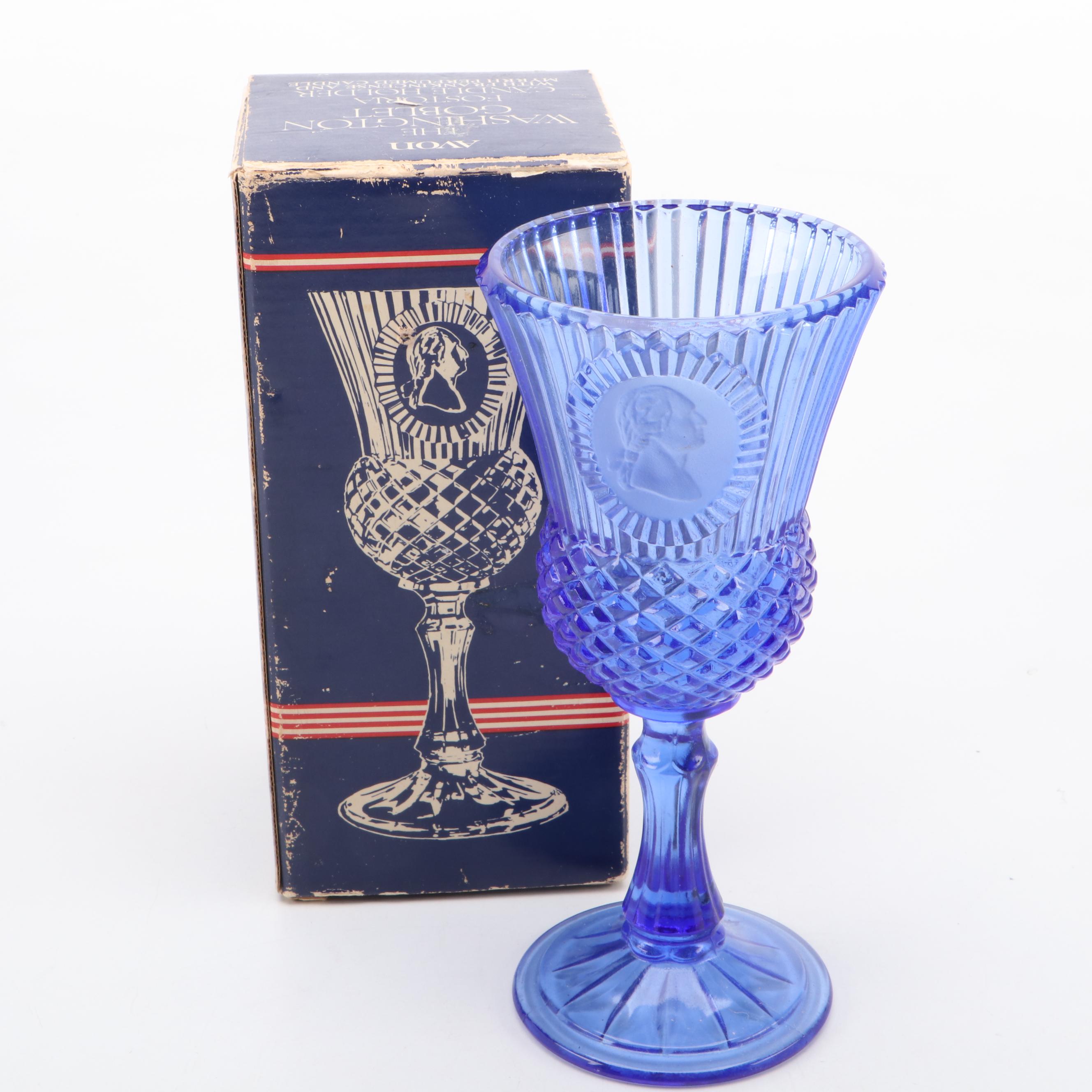 "The Washington Goblet" Candle Holder with Blue and White Ceramic