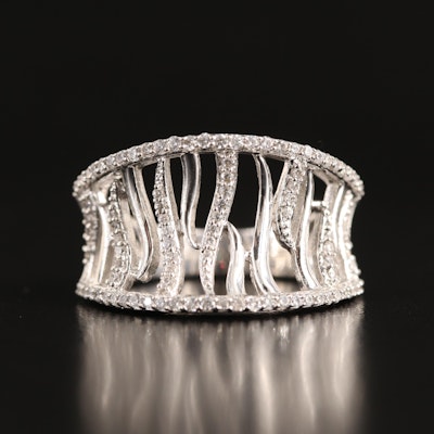 Sterling Cubic Zirconia Concave Ring