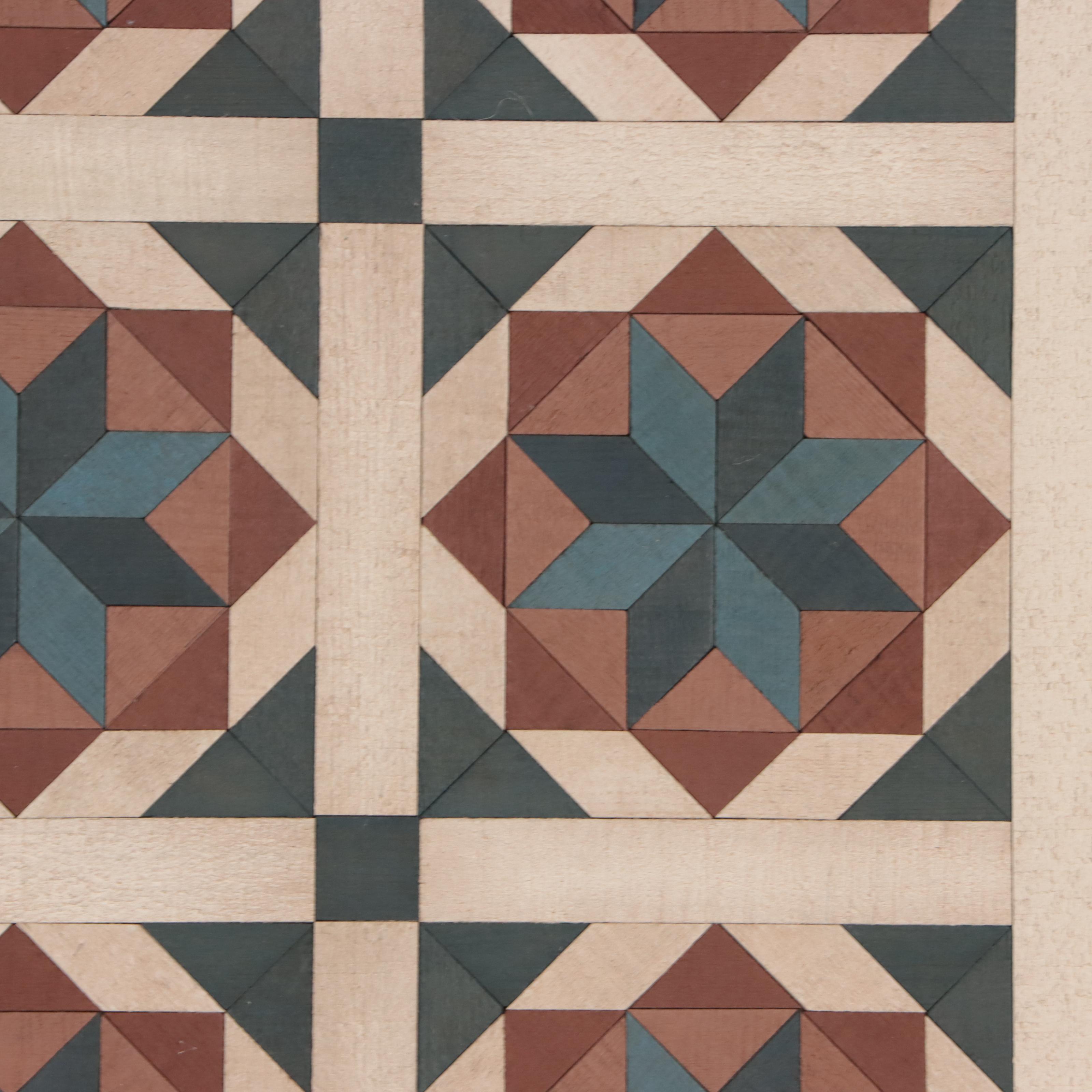 Charles Detweiler Wooden Inlay Panel With Patchwork Quilt Motif, 1988