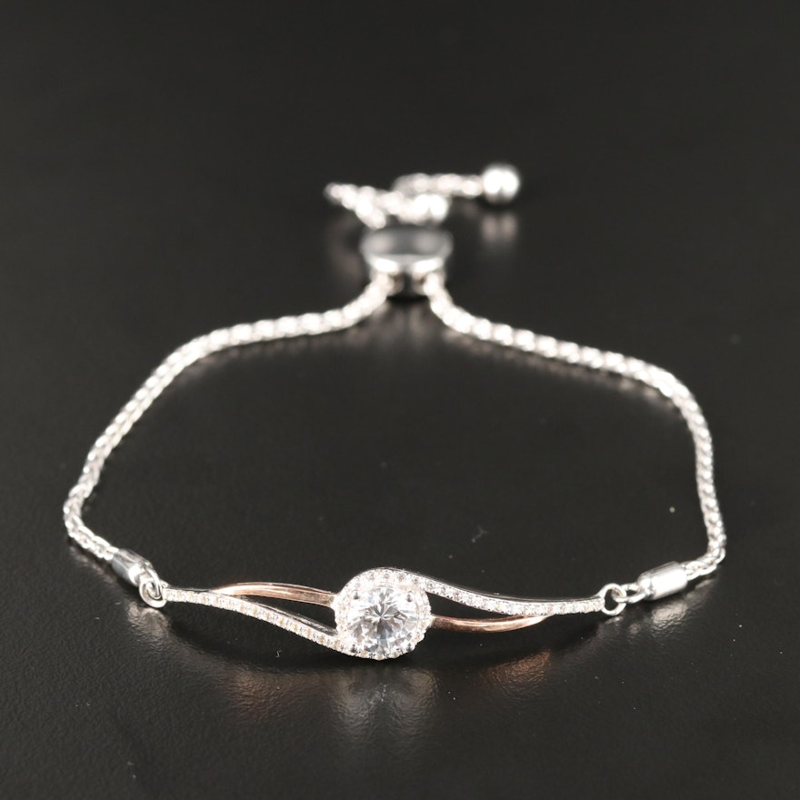 Sterling Sapphire Bracelet with 10K Rose Gold Accents
