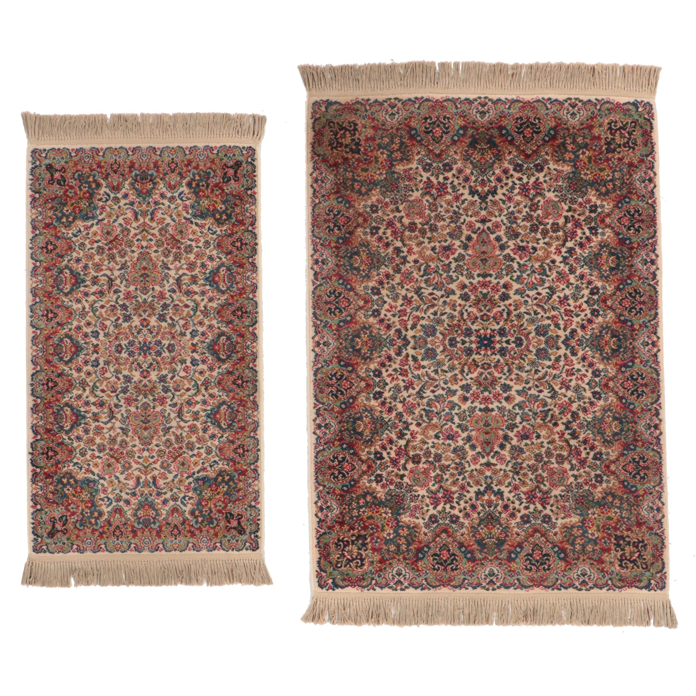 Two Machine Made Karastan Floral Kirman Rugs EBTH