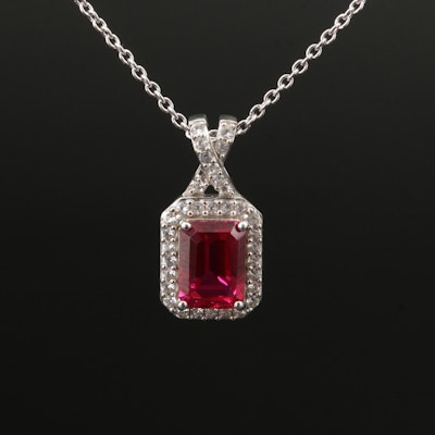 Sterling Ruby and Sapphire Pendant Necklace
