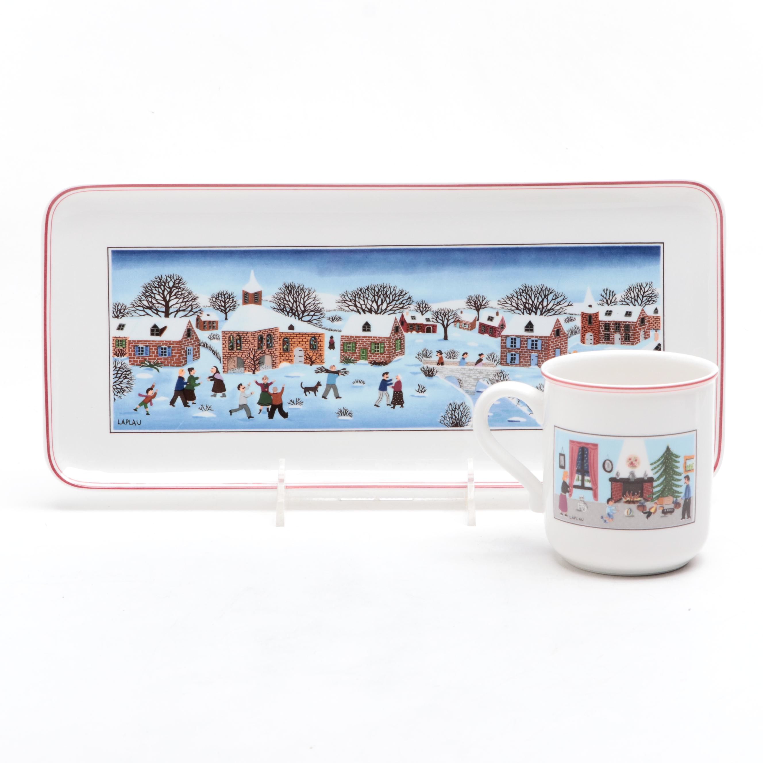 Villeroy & Boch "Naif Christmas" Porcelain Tray and Mug EBTH