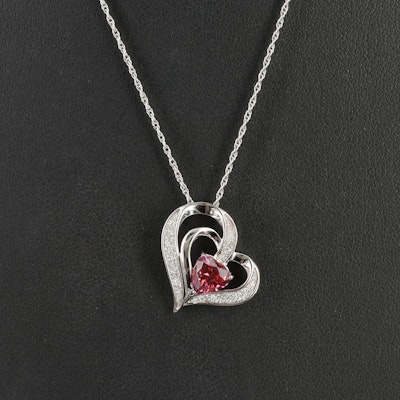 Sterling Cubic Zirconia Heart Pendant Necklace