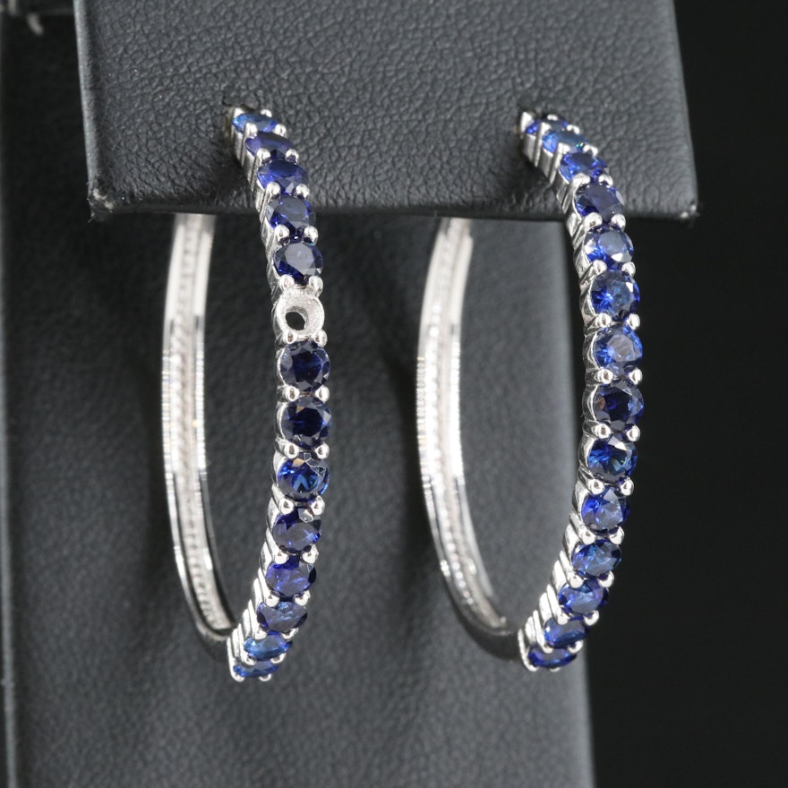 Sterling Sapphire Hoop Earrings