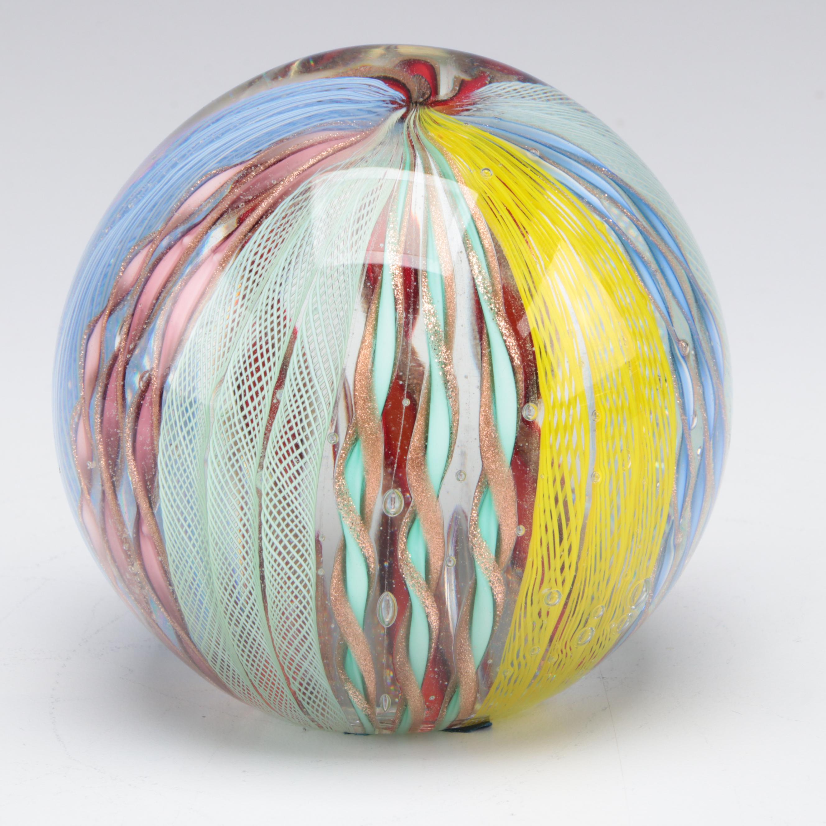 Murano Ribbon and Filigree Lattice Paperweight with Scent Bottle EBTH