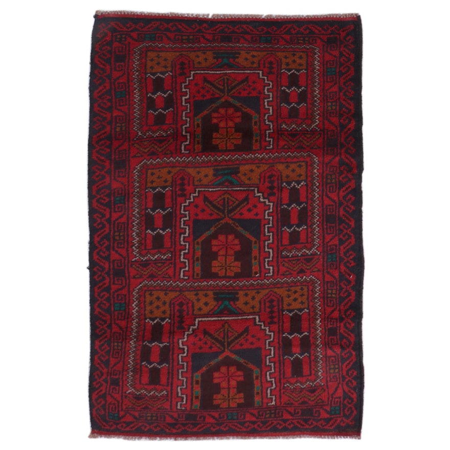 2'9 x 4'8 Hand-Knotted Afghan Teimani Accent Rug