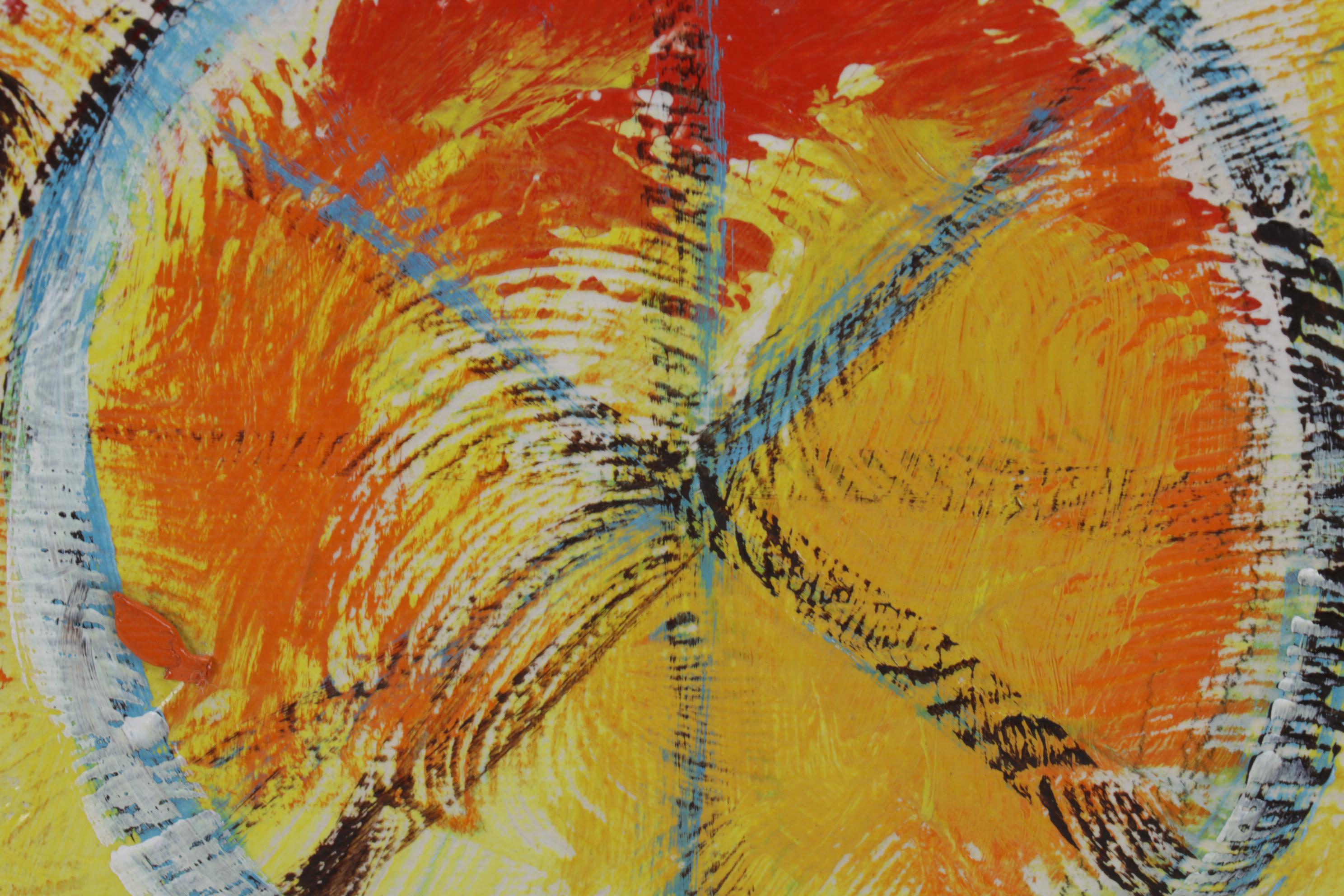 Hiya Folk Art Acrylic Painting, Circa 2000 EBTH