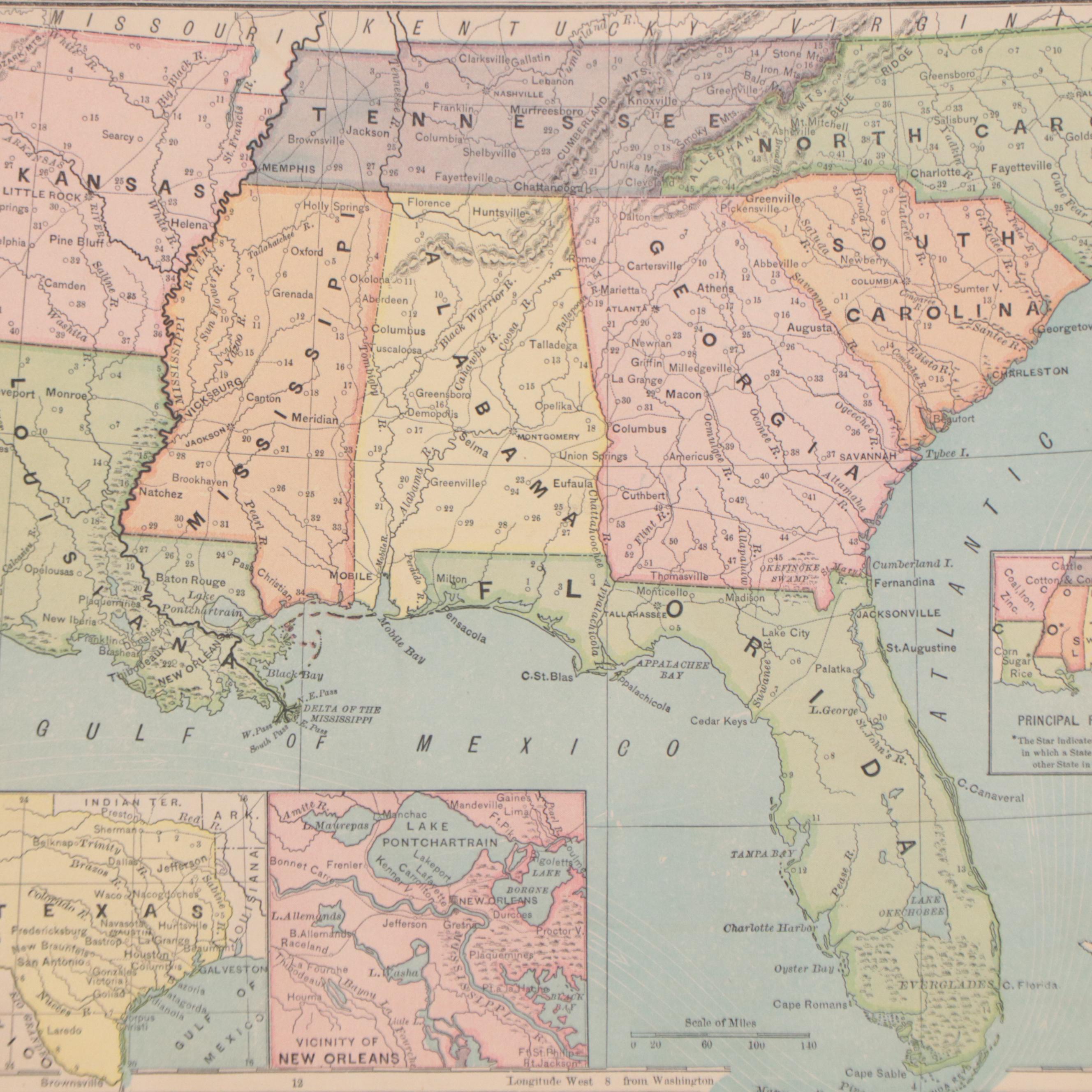 Russell & Struthers Wax Engraving Map of Southeastern United States