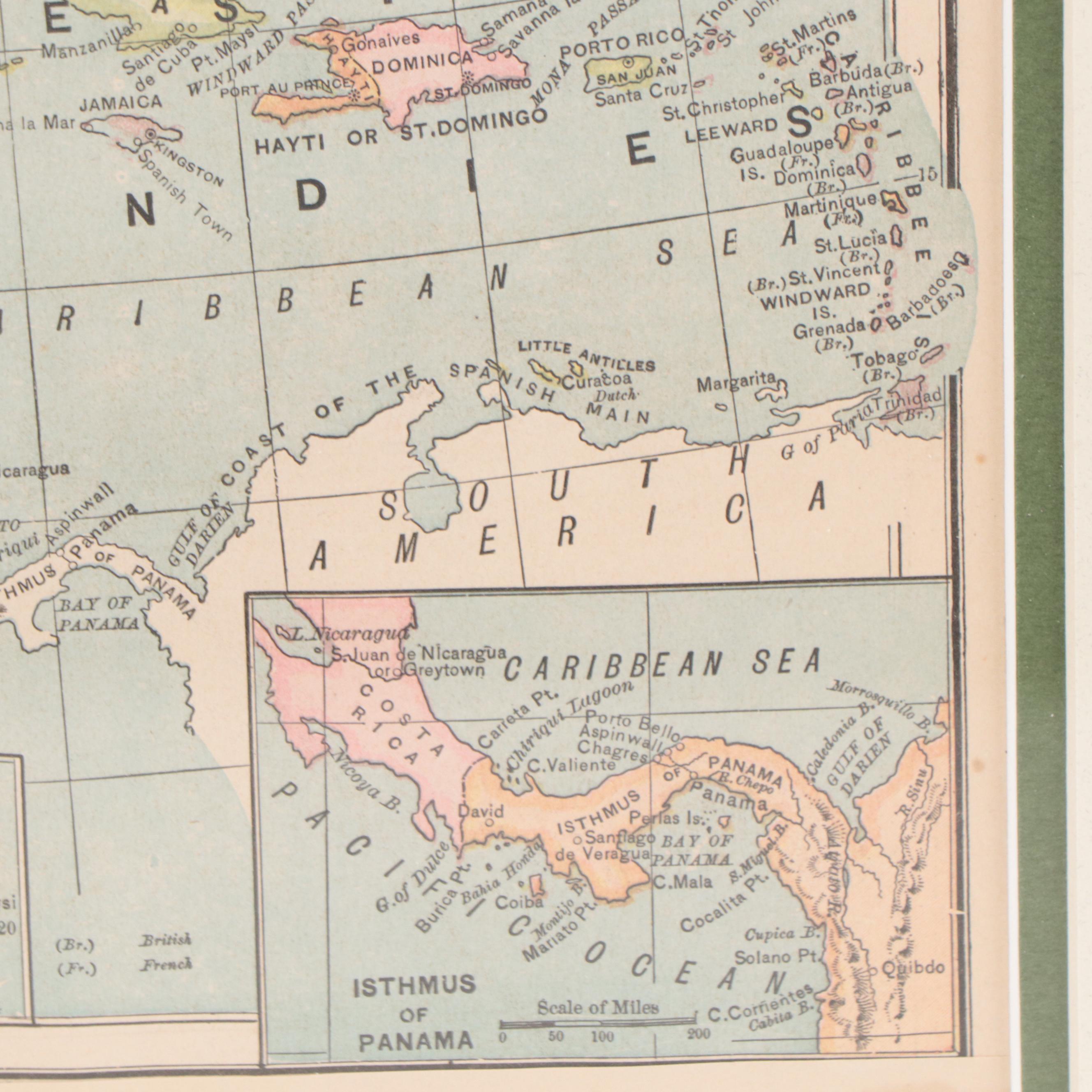 Russell & Struthers Wax Engraving Map of Central America, 1881 EBTH