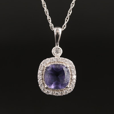 Sterling Glass and Cubic Zirconia Necklace