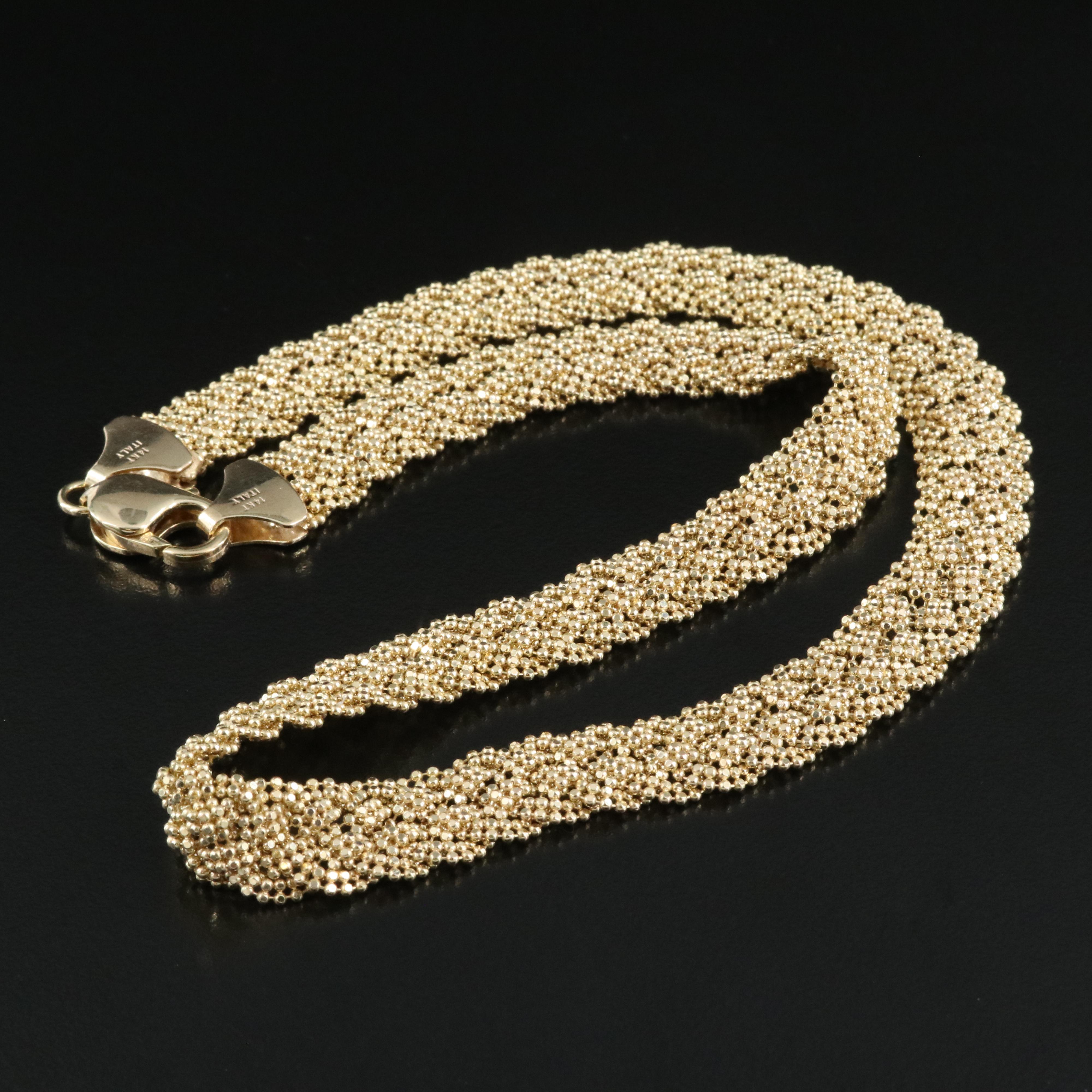 Italian 14K Braided Bead Necklace EBTH