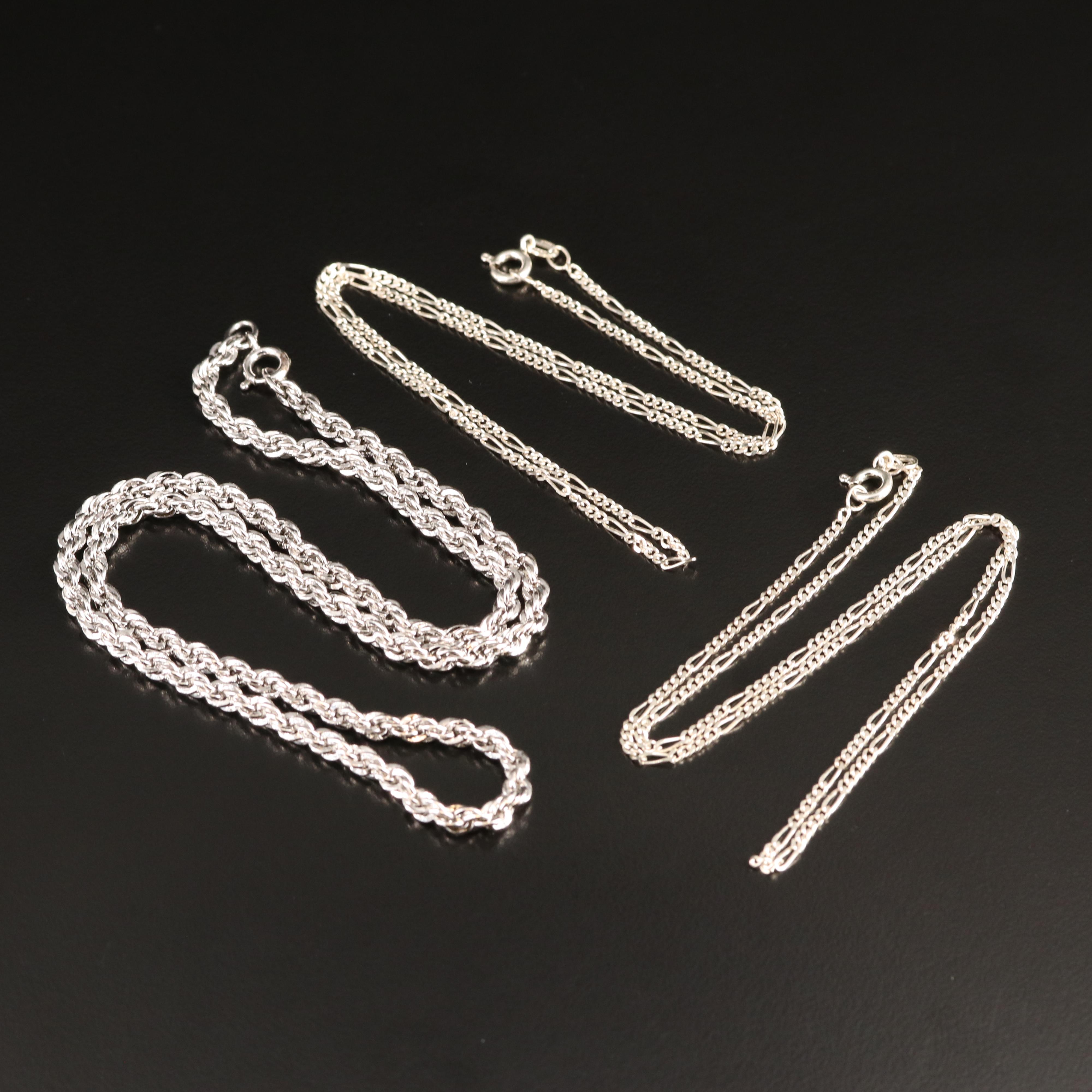 Sterling Rope and Figaro Chain Necklaces EBTH
