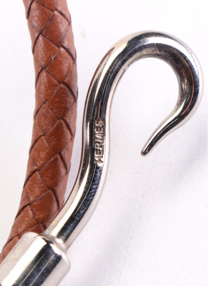 Hermès Jumbo Hook Braided Leather Double Wrap Bracelet EBTH