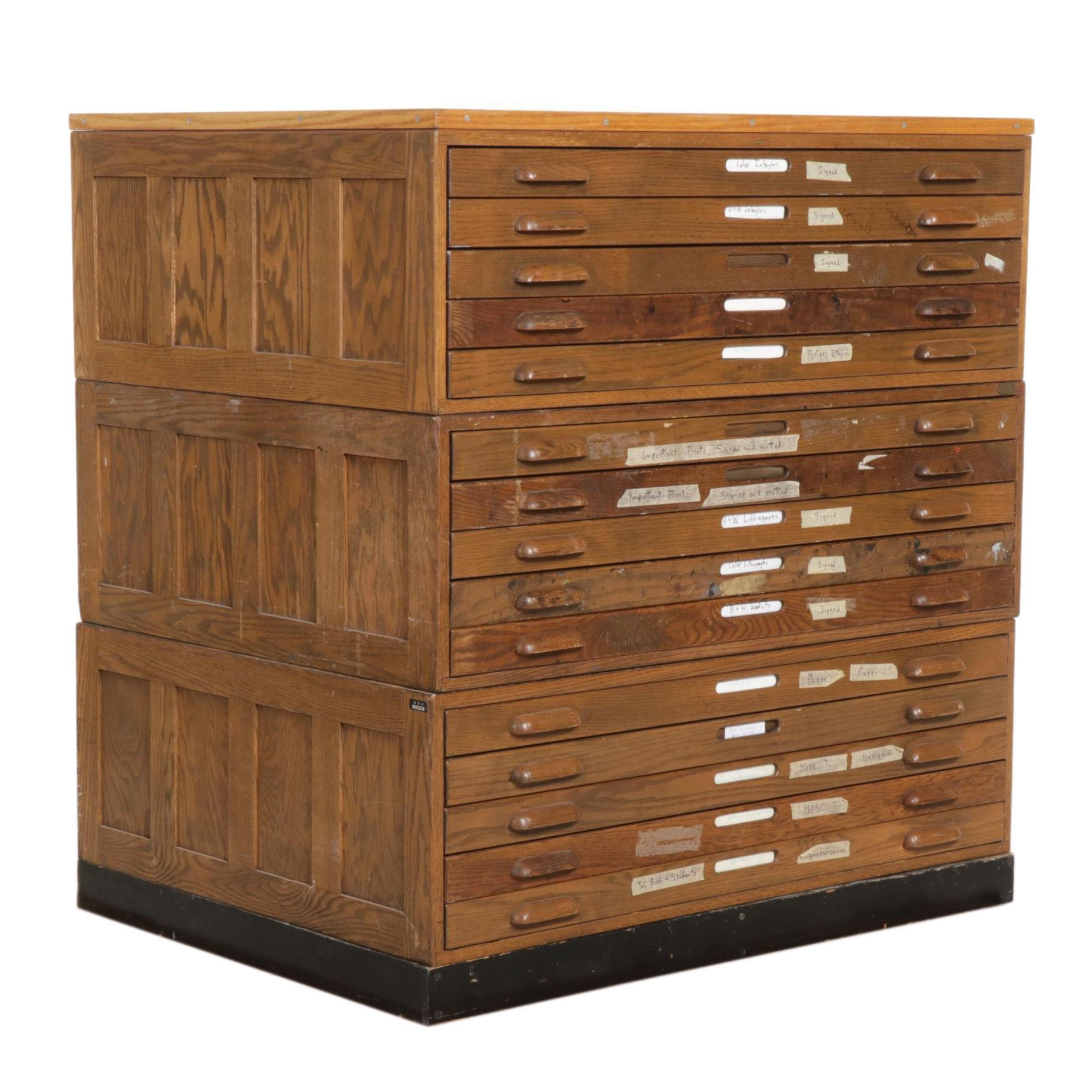 Hamilton Oak ThreeStack Flat File Mid20th Century EBTH