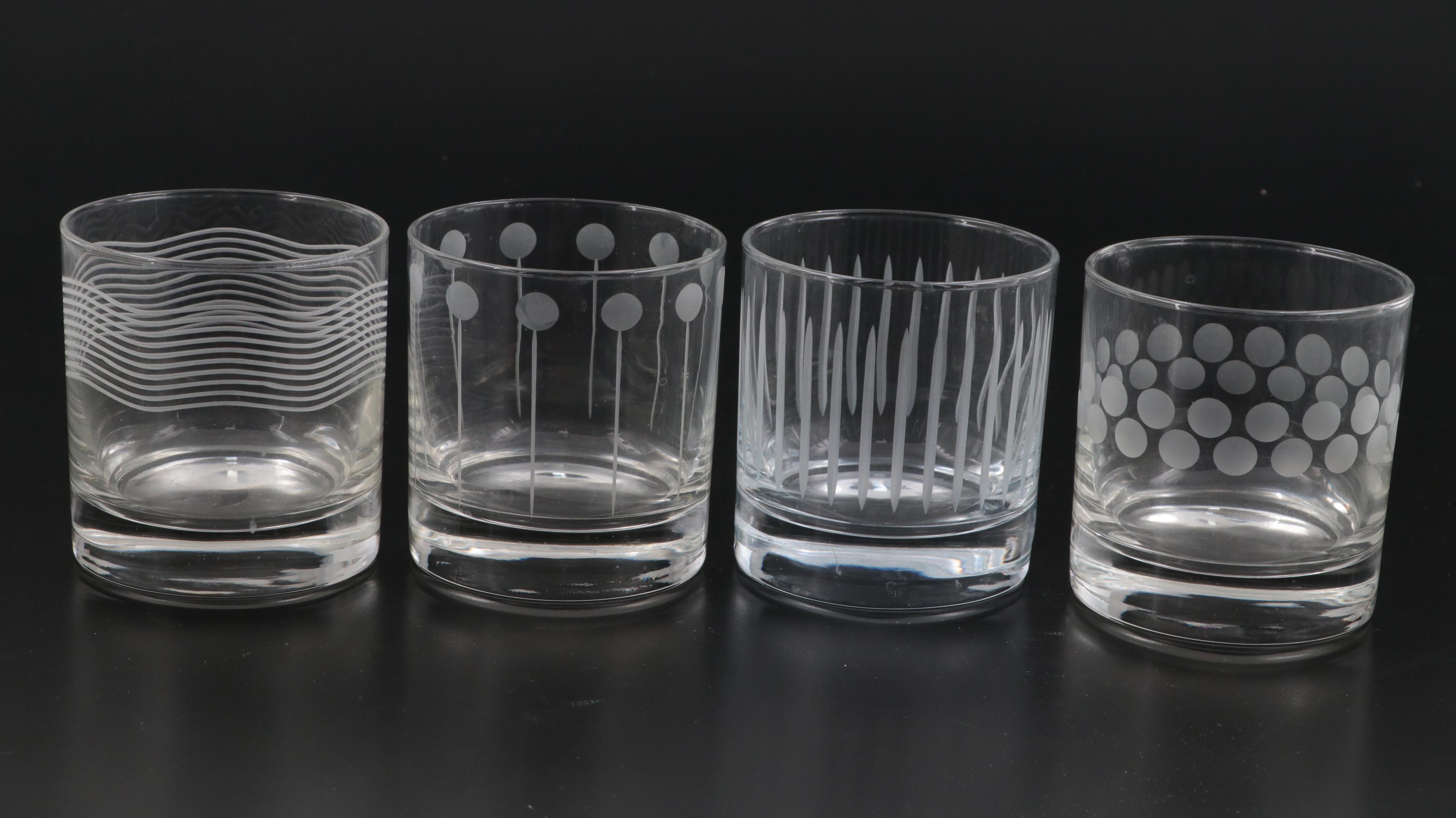 Mikasa "Cheers" Double Old Fashioned Glasses with Inlaid Mahogany Tray