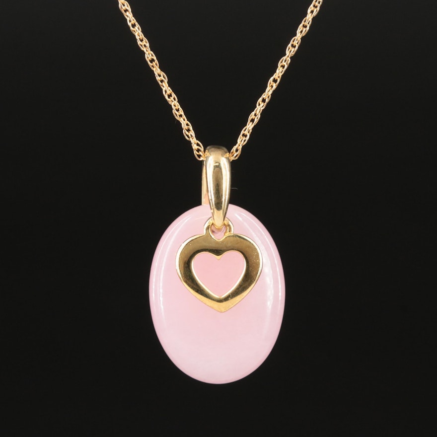 Sterling Quartzite Heart Pendant Necklace