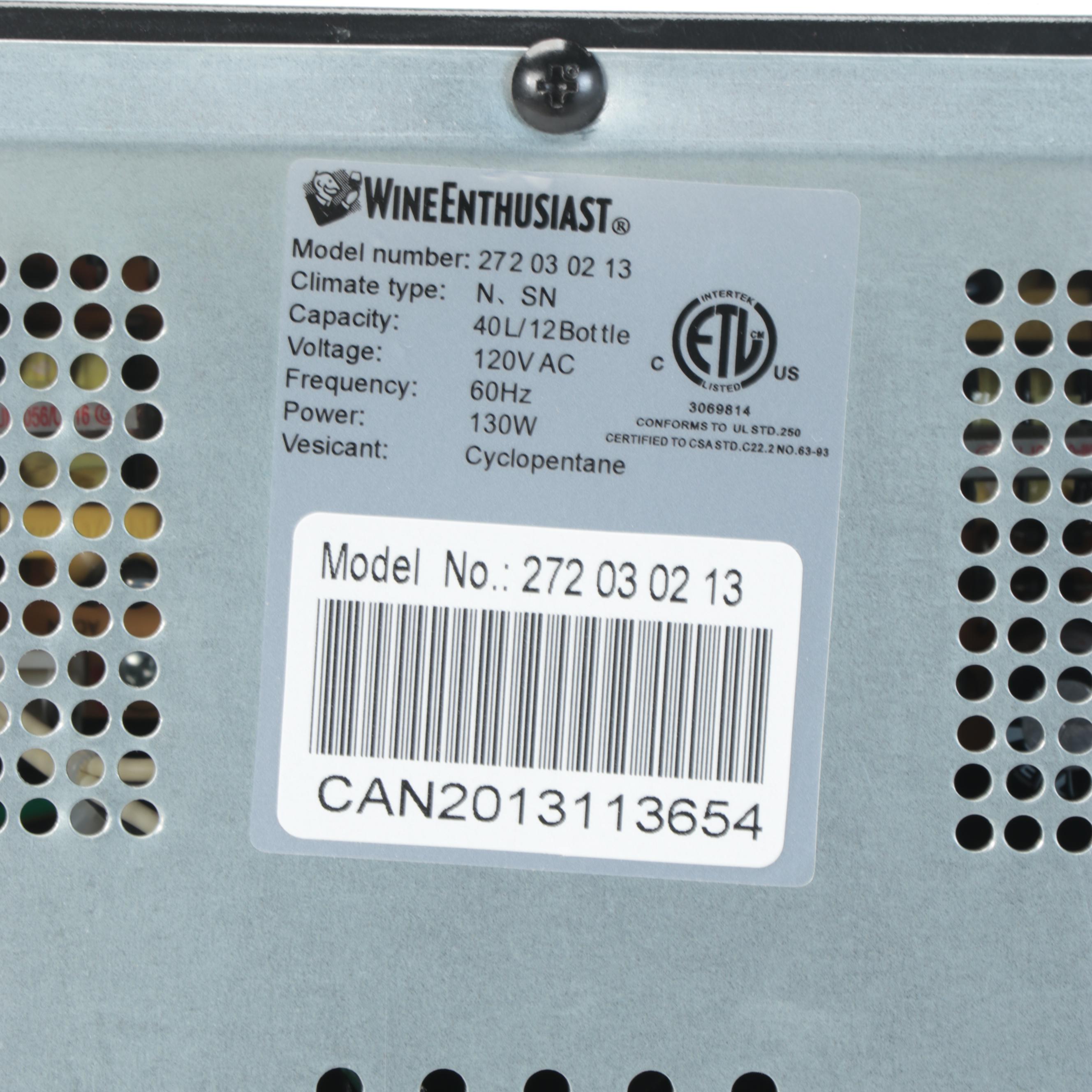 Wine Enthusiast 12Bottle Compact Wine Cooler EBTH