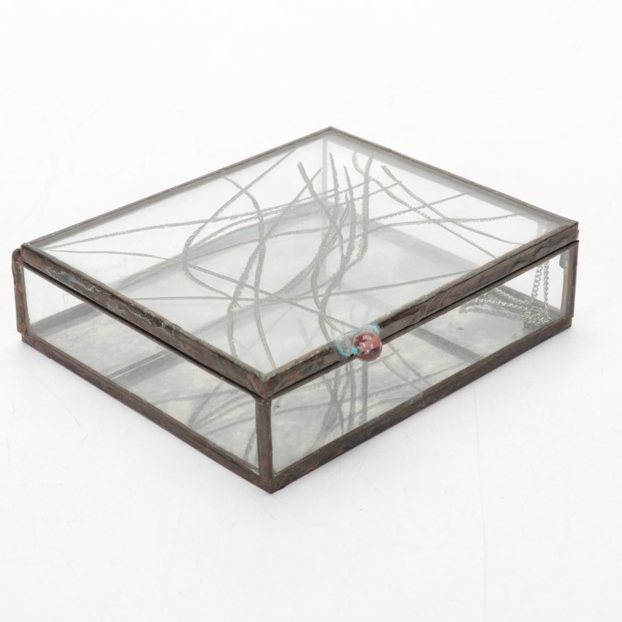 Grace Gunning Leaded Glass Jewelry Boxes, 1980's EBTH