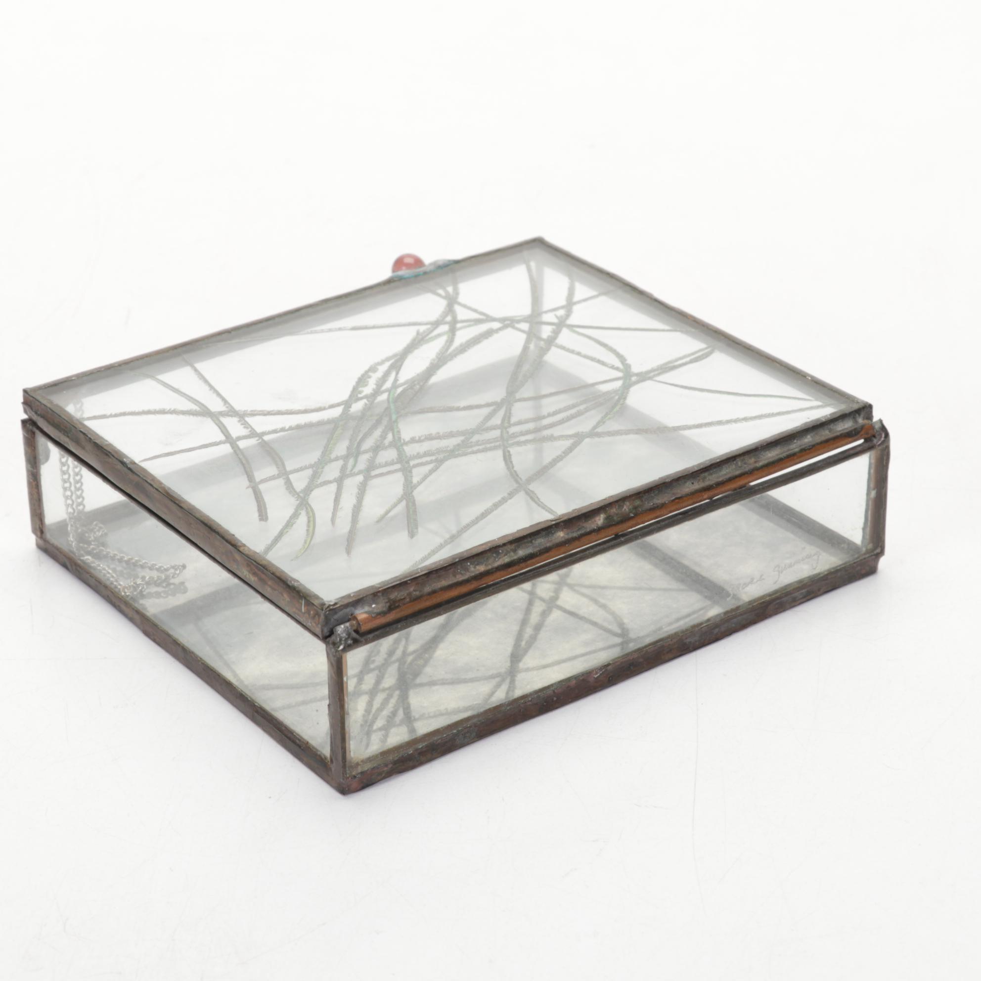 Grace Gunning Leaded Glass Jewelry Boxes, 1980's EBTH