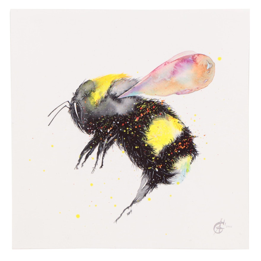 Alyona Glushchenko Watercolor of Bee, 2022