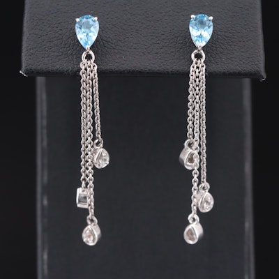 Sterling Swiss Blue Topaz and Sapphire Tassel Earrings