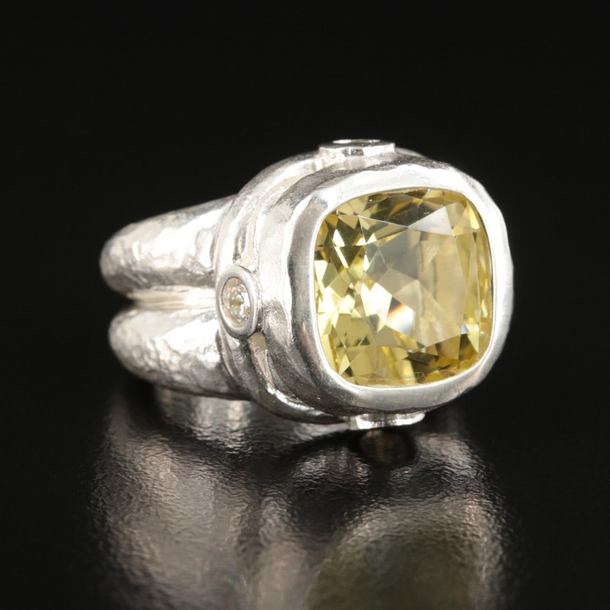 SeidenGang Sterling Citrine and Cubic Zirconia Ring