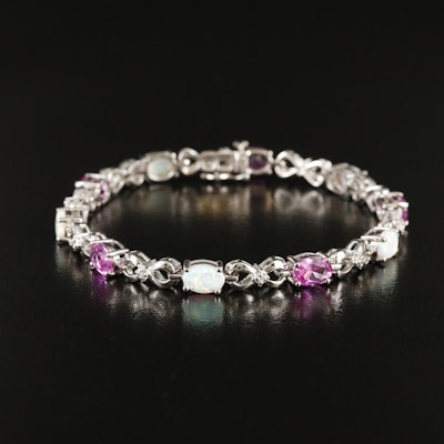 Sterling Opal, Sapphire and Diamond Infinity Link Bracelet