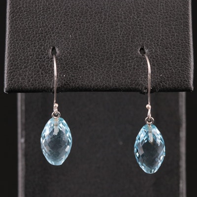 14K Blue Topaz Pear Drop Earrings