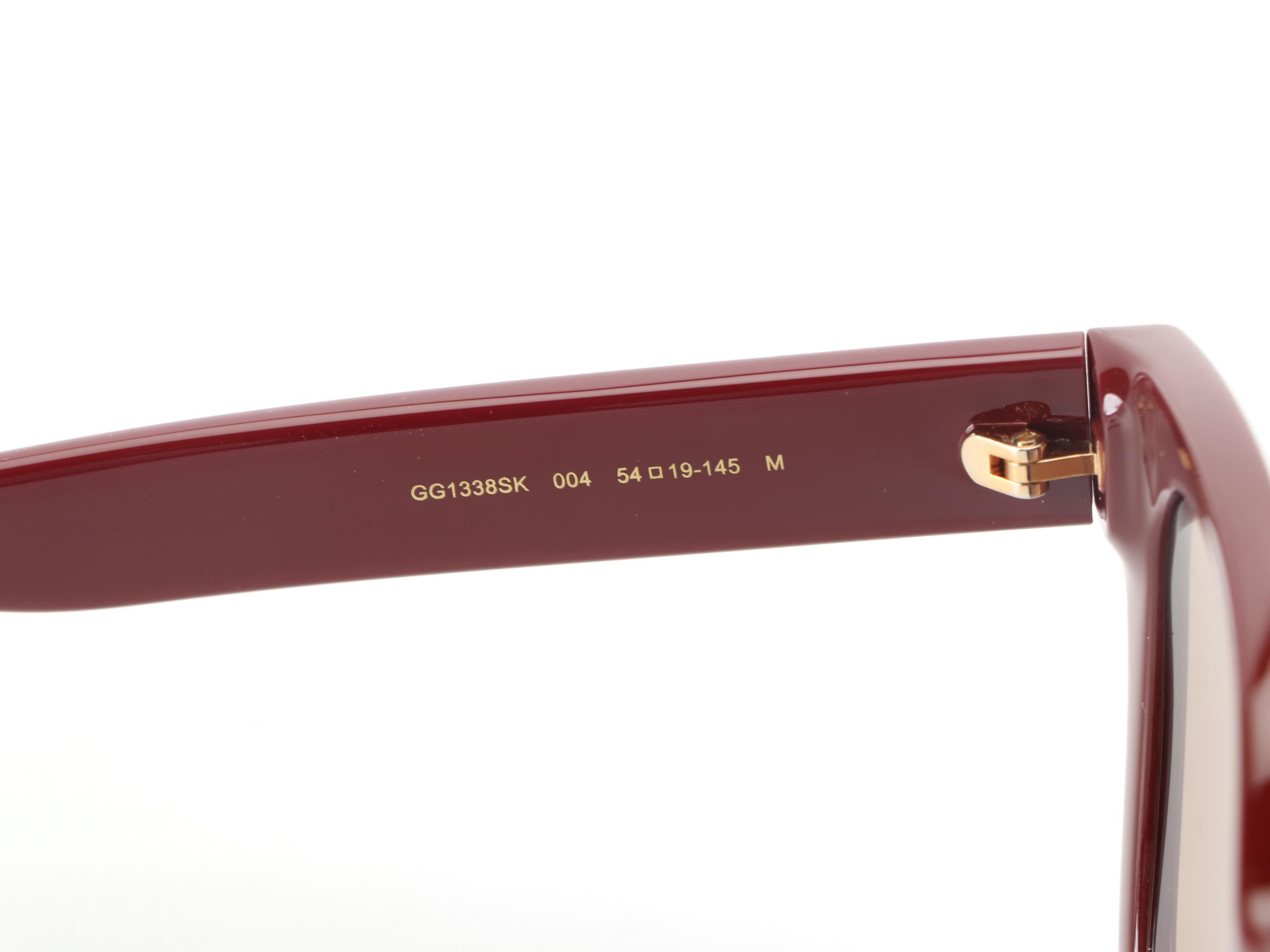 Gucci GG1338SK Square Sunglasses in Burgundy with Case EBTH