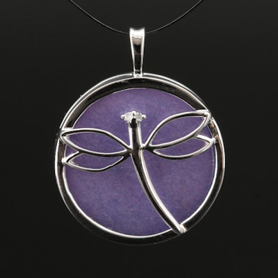 Sterling Quartzite and Diamond Dragonfly Pendant
